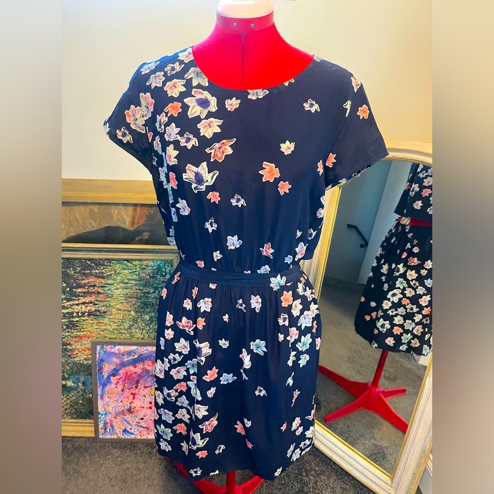 Club Monaco Silk Paper Flowers Open-Back Dress